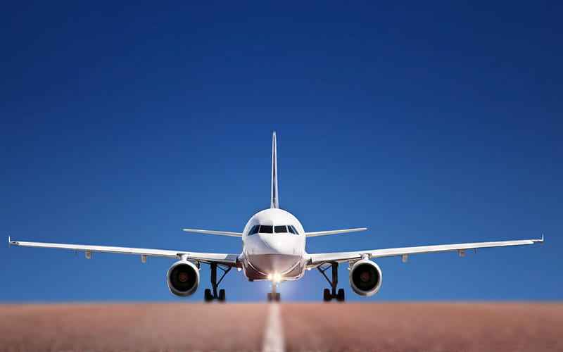 Commercial aircraft on runway